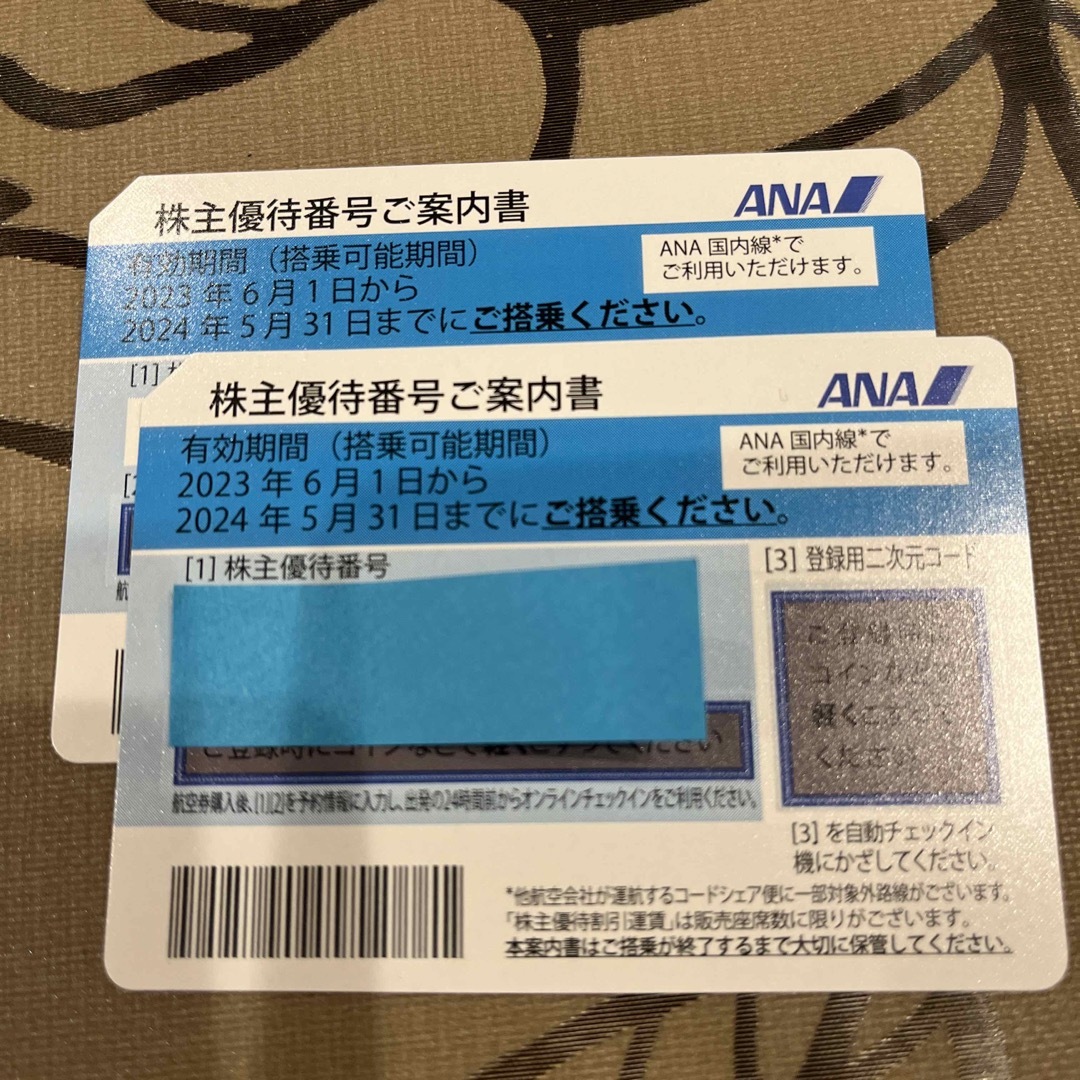 ANA(全日本空輸)(エーエヌエー(ゼンニッポンクウユ))のANA 株主優待券　2枚　2024年5月31日まて チケットの優待券/割引券(その他)の商品写真