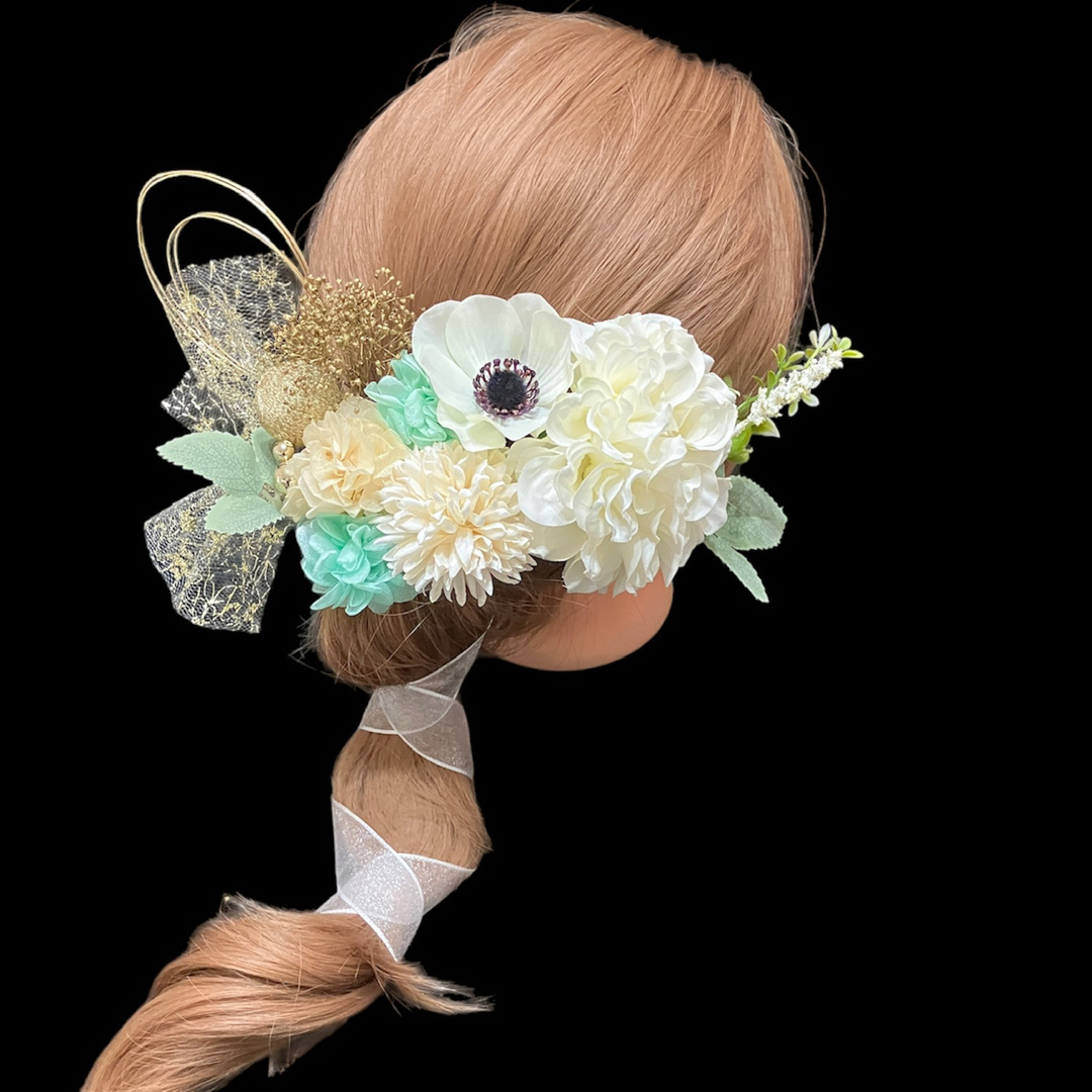 ha100 髪飾り 結婚式 卒業式 成人式 着物　振袖　色打掛　ダリア　アネモネ レディースのヘアアクセサリー(ヘアピン)の商品写真