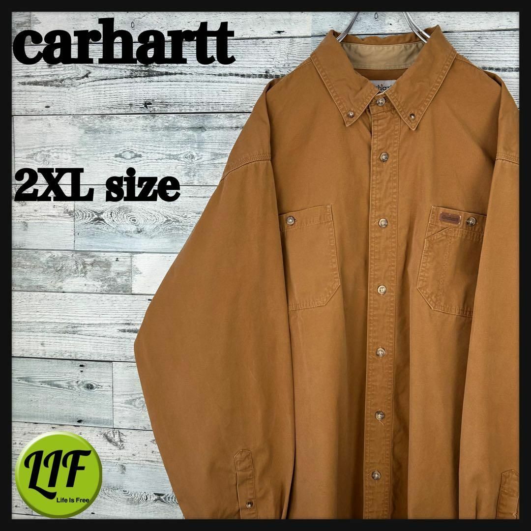 Carhartt カーハート　半袖BDシャツ　ワークシャツ　ロゴタグ　刺繍　M