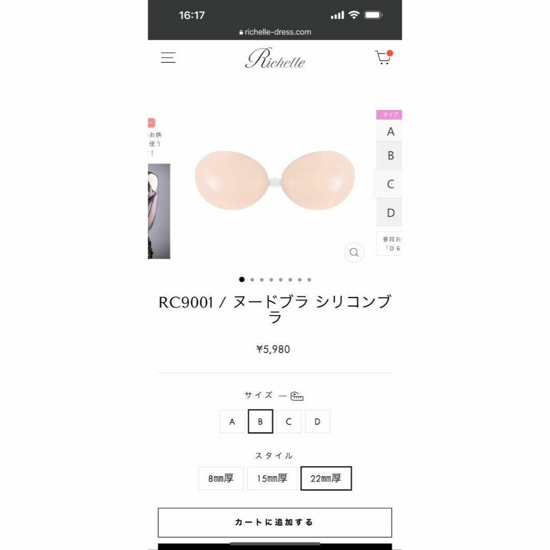 NuBra(ヌーブラ)の【新品未使用】ヌーブラ シリコンブラ Bタイプ 2.2㎝厚 ビーチ 水着OK レディースの下着/アンダーウェア(ヌーブラ)の商品写真