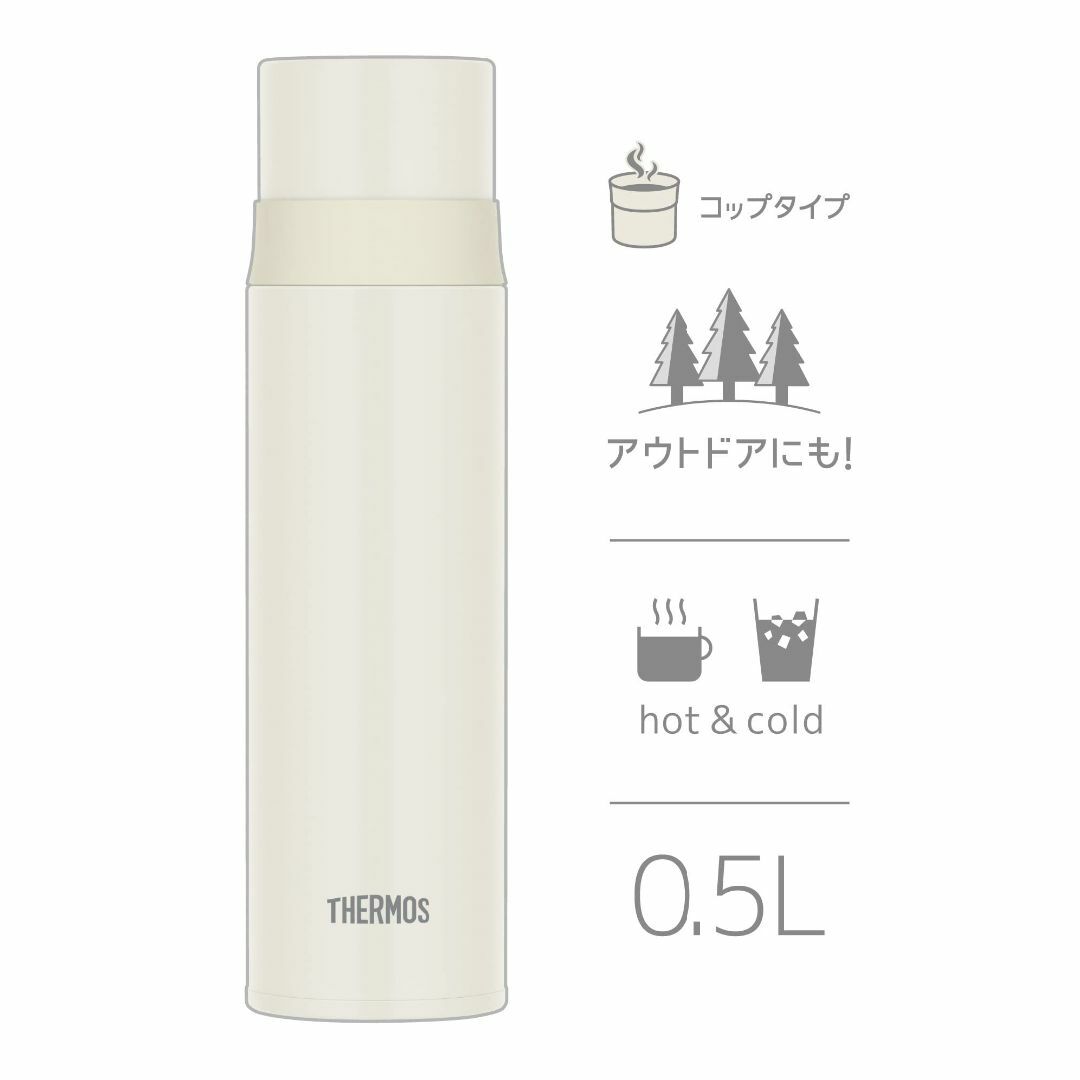 【色: マットホワイト】サーモス 水筒 ステンレスボトル コップタイプ 500m