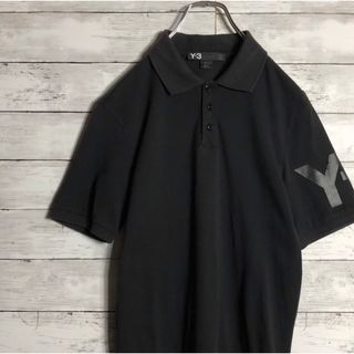 ワイスリー(Y-3)の激安‼︎ ワイスリー Y-3 ポロシャツ 半袖 袖ロゴ入り 夏物 黒ブラック(ポロシャツ)