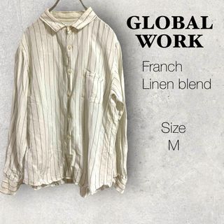 グローバルワーク(GLOBAL WORK)の38a935 GLOBAL WORK レディース　リネン　長袖シャツ　アイボリー(シャツ/ブラウス(長袖/七分))