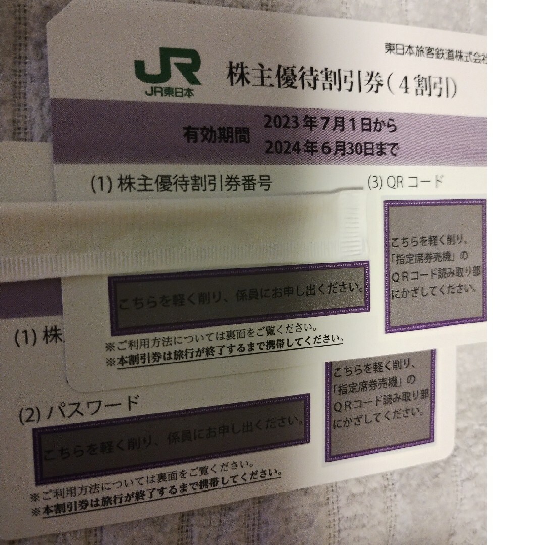 JR東日本株主優待割引券2枚 チケットの乗車券/交通券(鉄道乗車券)の商品写真