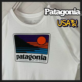 入試困難 USA製 Patagonia Tシャツ デカロゴ 半袖 レトロ 太陽