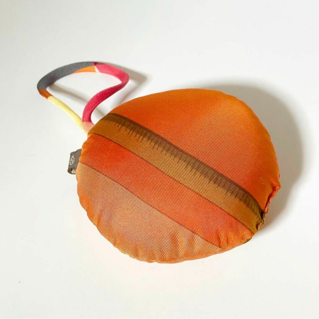 HERMES エルメス プティアッシュ シルク バッグチャーム オレンジ-