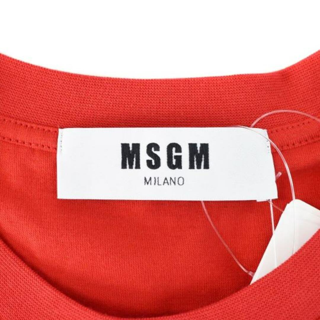 MSGM Tシャツ カットソー 半袖 クルーネック ロゴ プリント S レッド