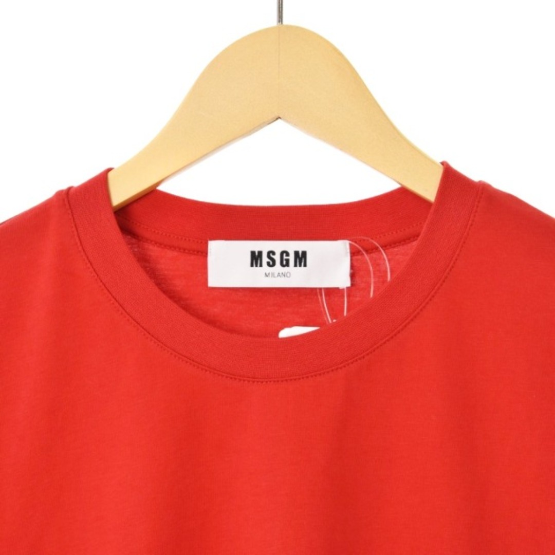 MSGM Tシャツ カットソー 半袖 クルーネック ロゴ プリント S レッド