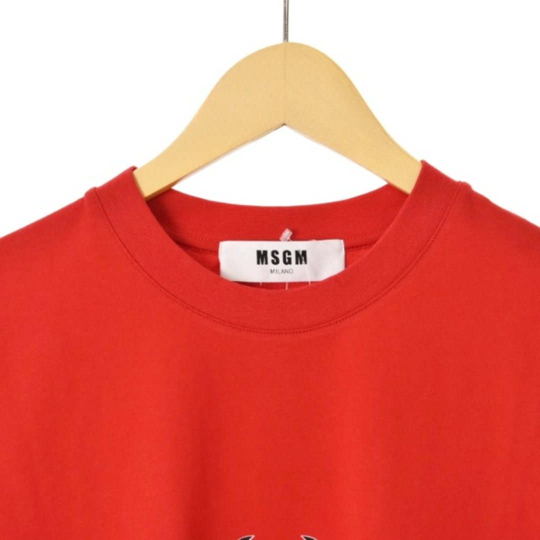 MSGM Tシャツ カットソー 半袖 クルーネック ロゴ プリント XS レッド