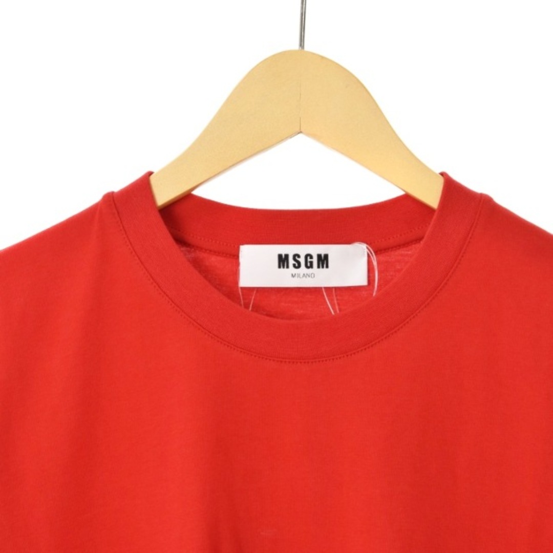 MSGM Tシャツ カットソー 半袖 クルーネック ロゴ プリント S レッド