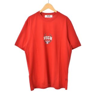 エムエスジイエム(MSGM)のMSGM Tシャツ カットソー 半袖 クルーネック ロゴ プリント S レッド(Tシャツ/カットソー(半袖/袖なし))