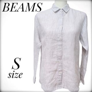 ビームス(BEAMS)の美品 着用1回 ビームス メンズ シャツ 長袖 ストライプ ブルー系 S 亜麻(シャツ/ブラウス(長袖/七分))