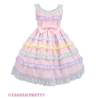 アンジェリックプリティー(Angelic Pretty)の【未使用新品】Angelic pretty しゃぼん玉JSKピンク(ひざ丈ワンピース)