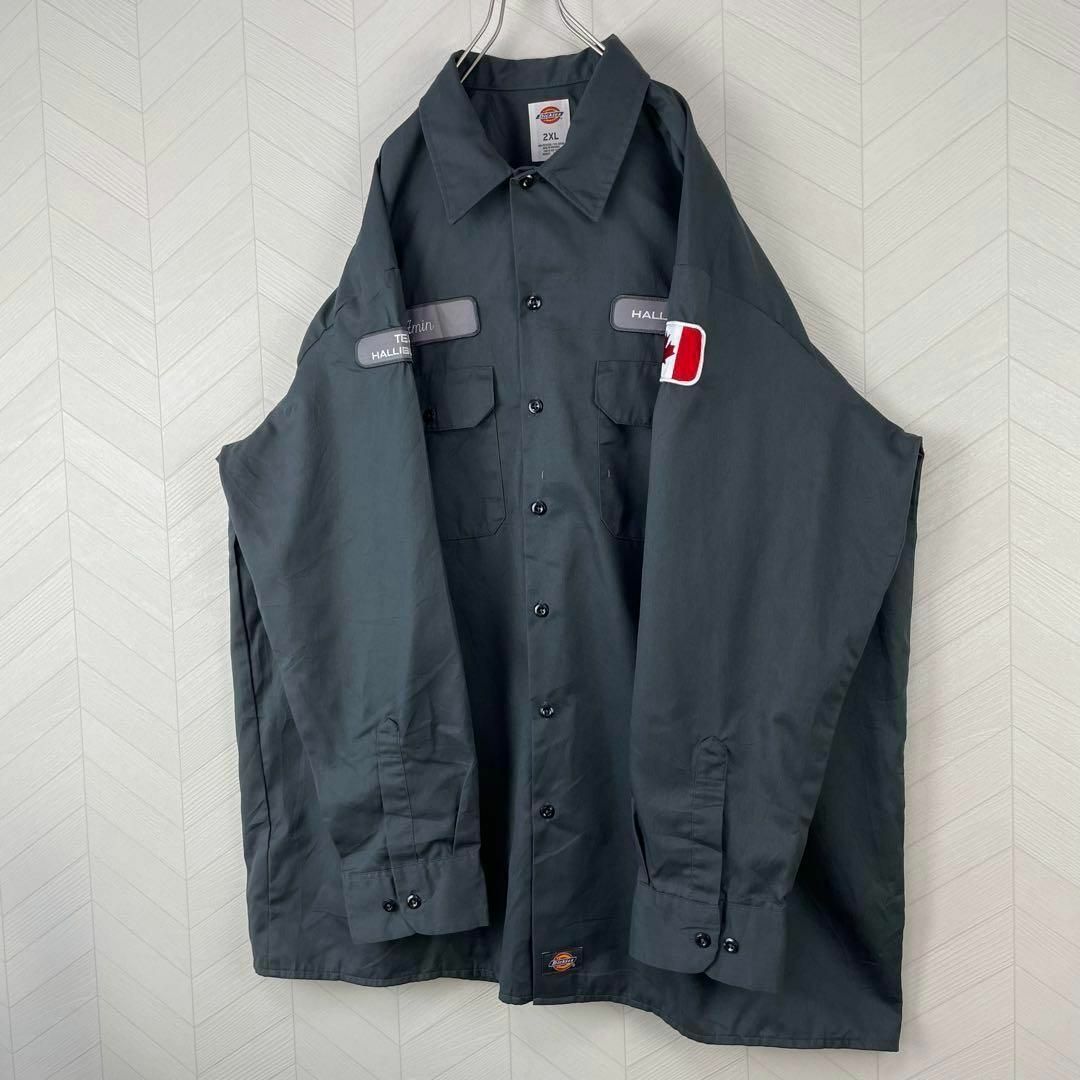 Dickies(ディッキーズ)の未使用品 Dickies ワッペン シャツ オーバーサイズ 長袖 USA古着 メンズのトップス(シャツ)の商品写真