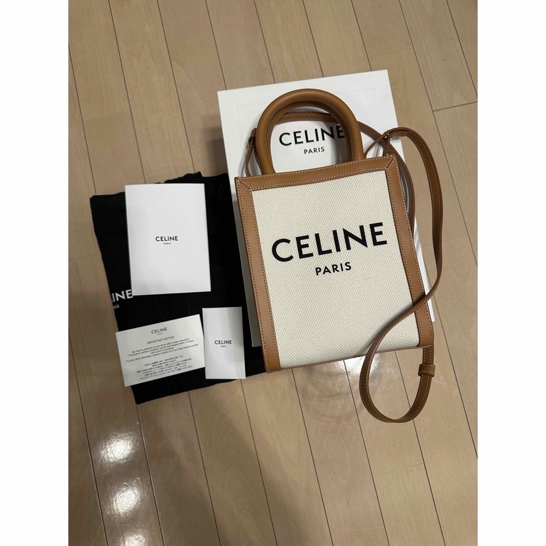 約28cmハンドル高さCELINE ミニバーティカルカバ 193302BNZ.02NT ハンドバッグ