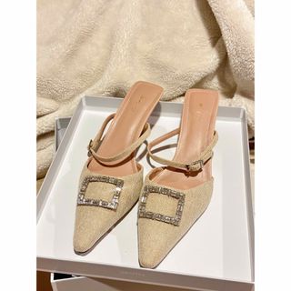 ハーリップトゥ(Her lip to)の【正規品】Linen Blend Crystal Mules(ミュール)