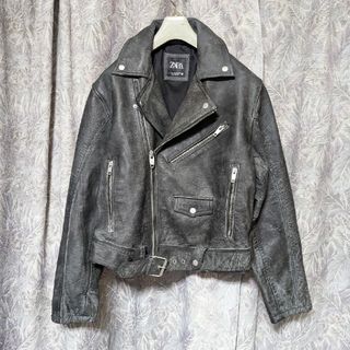 新品ZARAヴィンテージ加工レザーライダースジャケット