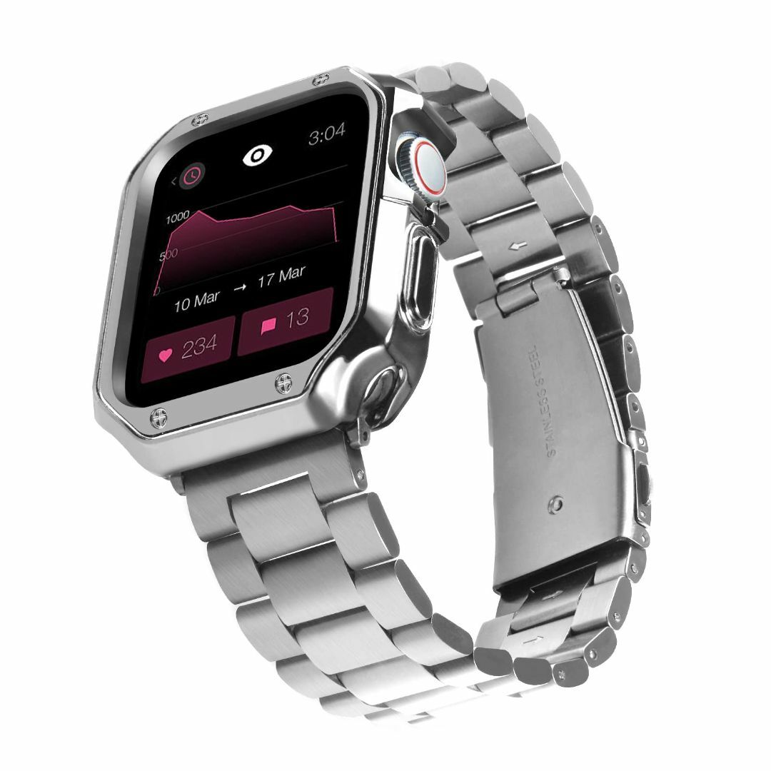 【色: シルバー】コンパチブル Apple Watch バンド 42mm 44m