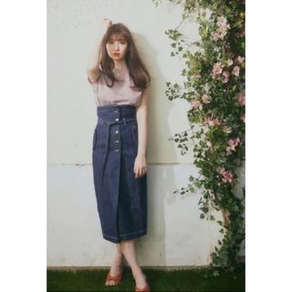 ハーリップトゥ(Her lip to)のherlipto High Waisted Denim Effect Skirt(ひざ丈スカート)