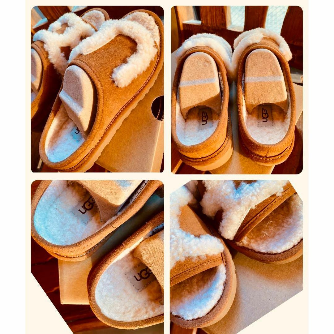 激レア✨新品✨22・22.5もOK✨UGG✨SLIDE✨でかロゴ ファーサンダル