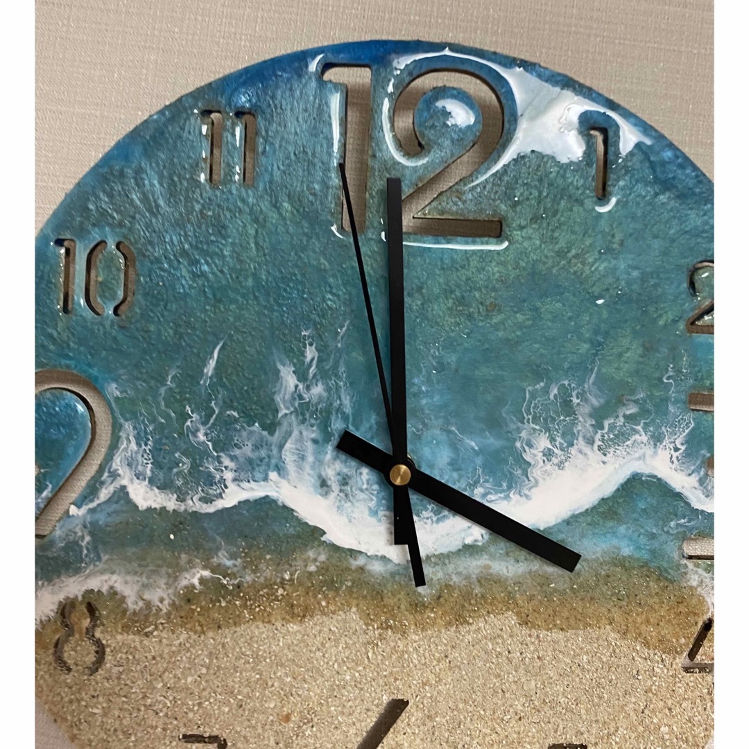 壁掛け時計 掛時計 レジンアート オーシャンアート 海 時計 波の通販