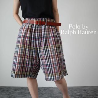 ポロラルフローレン(POLO RALPH LAUREN)の【ラルフローレン】チェック柄 ワイド ルーズ ショーツ 短パン 90s W48(ショートパンツ)