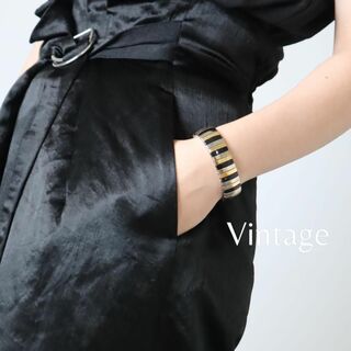 アートヴィンテージ(ART VINTAGE)の【vintage】トリカラー 黒×金×銀 ボリューム バングル ブレスレット(バングル/リストバンド)