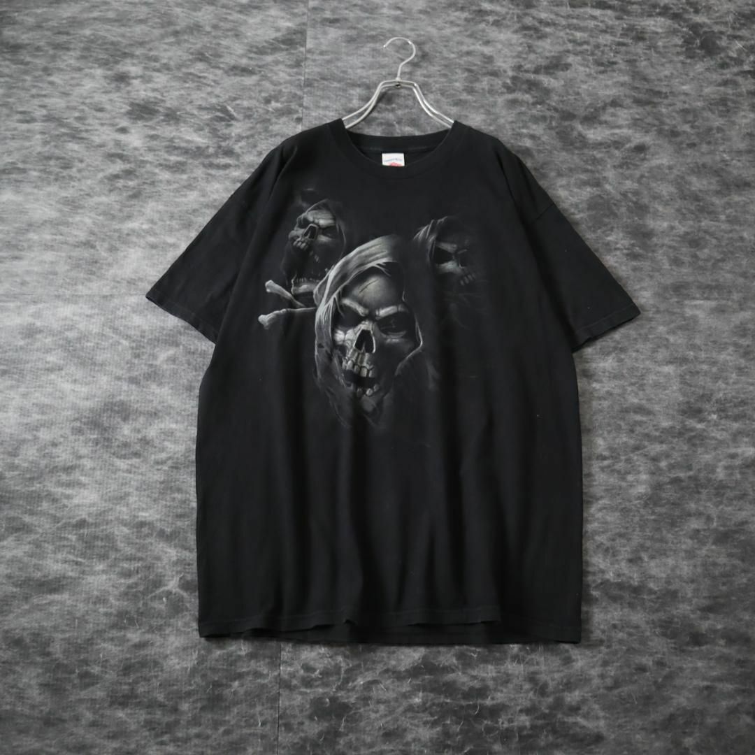 ART VINTAGE(アートヴィンテージ)の【テネシーリバー】髑髏 スカル 死神 プリント ルーズ 黒 Tシャツ XL メンズのトップス(Tシャツ/カットソー(半袖/袖なし))の商品写真