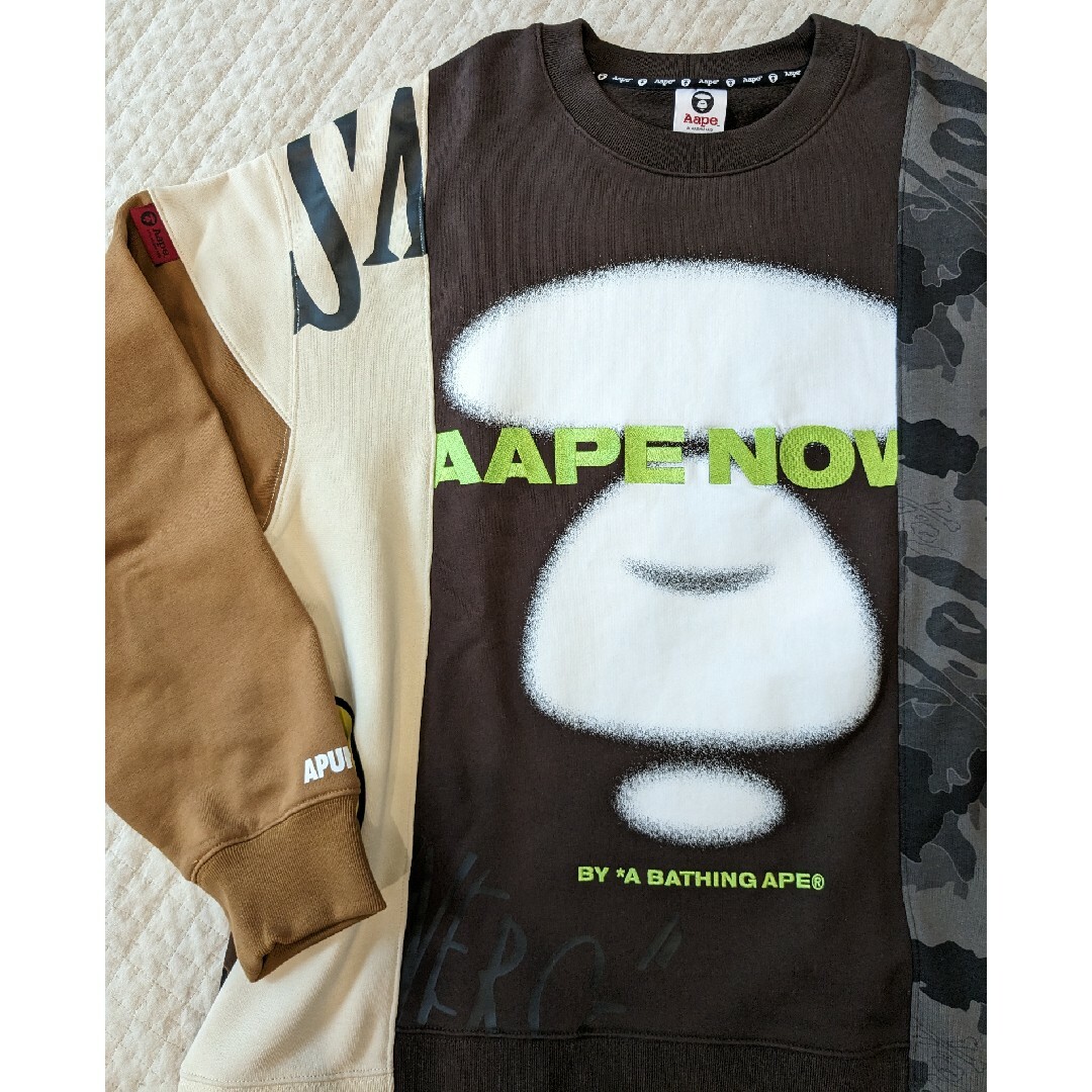 極美品　AAPE a bathing ape 再構築　ドッキング　スウェット　L