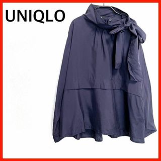 ユニクロ(UNIQLO)のUNIQLO　シルクボウタイブラウス　シルク100%　ギャザー　ペプラム切替　◎(シャツ/ブラウス(長袖/七分))