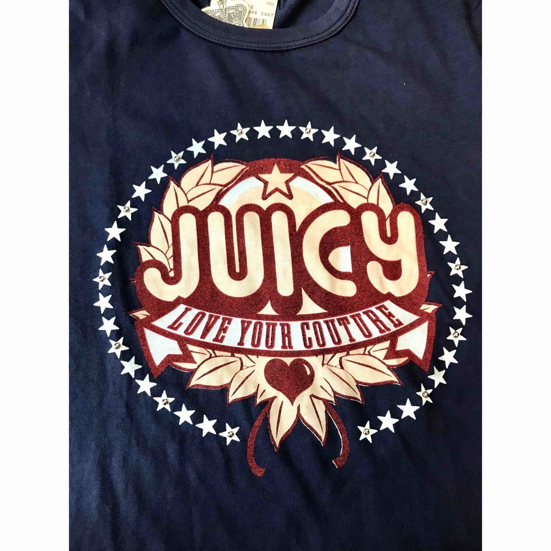 Juicy Couture(ジューシークチュール)のJUICY COUTURE ジューシークチュール　ロゴ&スタッズ半袖カットソー紺 レディースのトップス(Tシャツ(半袖/袖なし))の商品写真