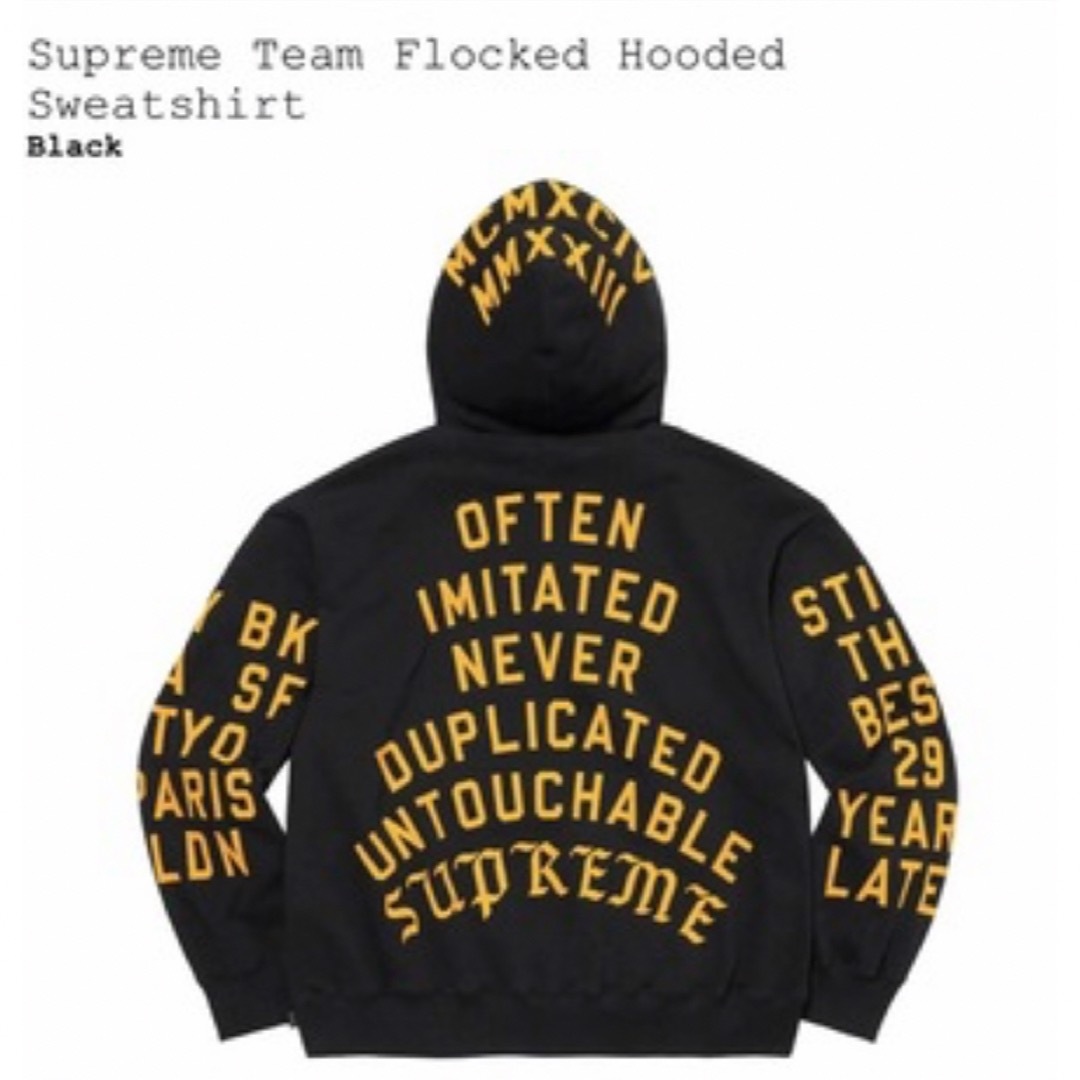 【ガーシー着用】Supreme Team Flocked Hooded M