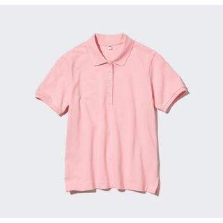 ユニクロ(UNIQLO)のユニクロ　ストレッチカノコポロシャツ　ピンク　L 新品タグ付き(ポロシャツ)