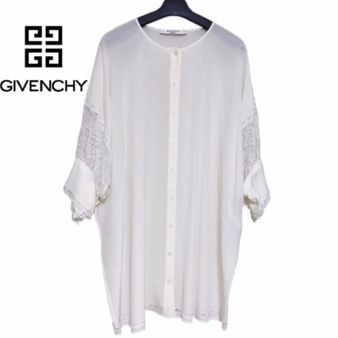 GIVENCHY(ジバンシィ)の【新品】GIVENCHY  ジバンシィ レース シャツ ワンピース ホワイト レディースのトップス(シャツ/ブラウス(長袖/七分))の商品写真