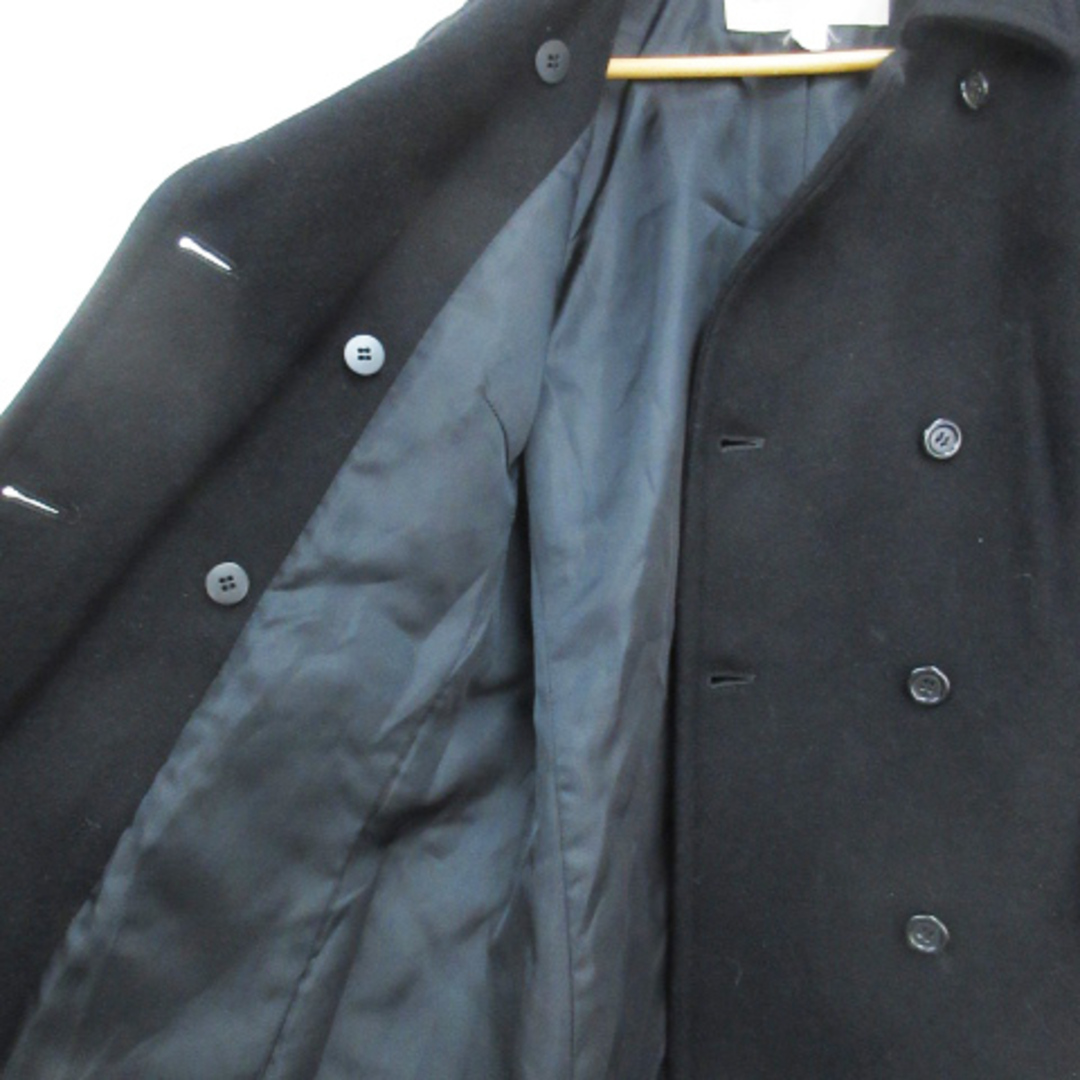 HUMAN WOMAN(ヒューマンウーマン)のヒューマンウーマン Pコート ショート丈 ウール アンゴラ混 ベルト付き 2 黒 レディースのジャケット/アウター(ピーコート)の商品写真