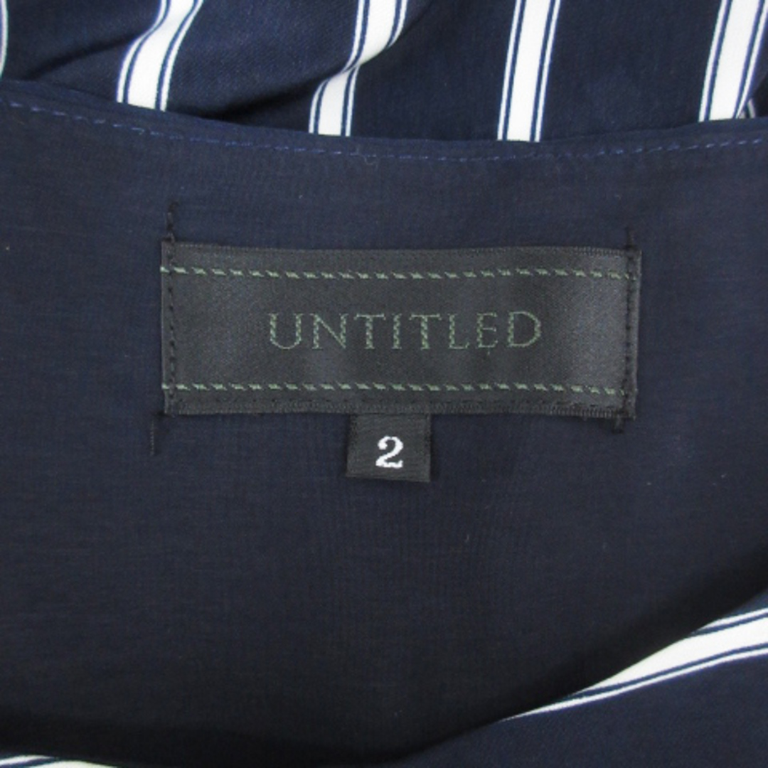 UNTITLED(アンタイトル)のアンタイトル ブラウス カットソー 長袖 ラウンドネック ストライプ 2 紺 白 レディースのトップス(シャツ/ブラウス(長袖/七分))の商品写真