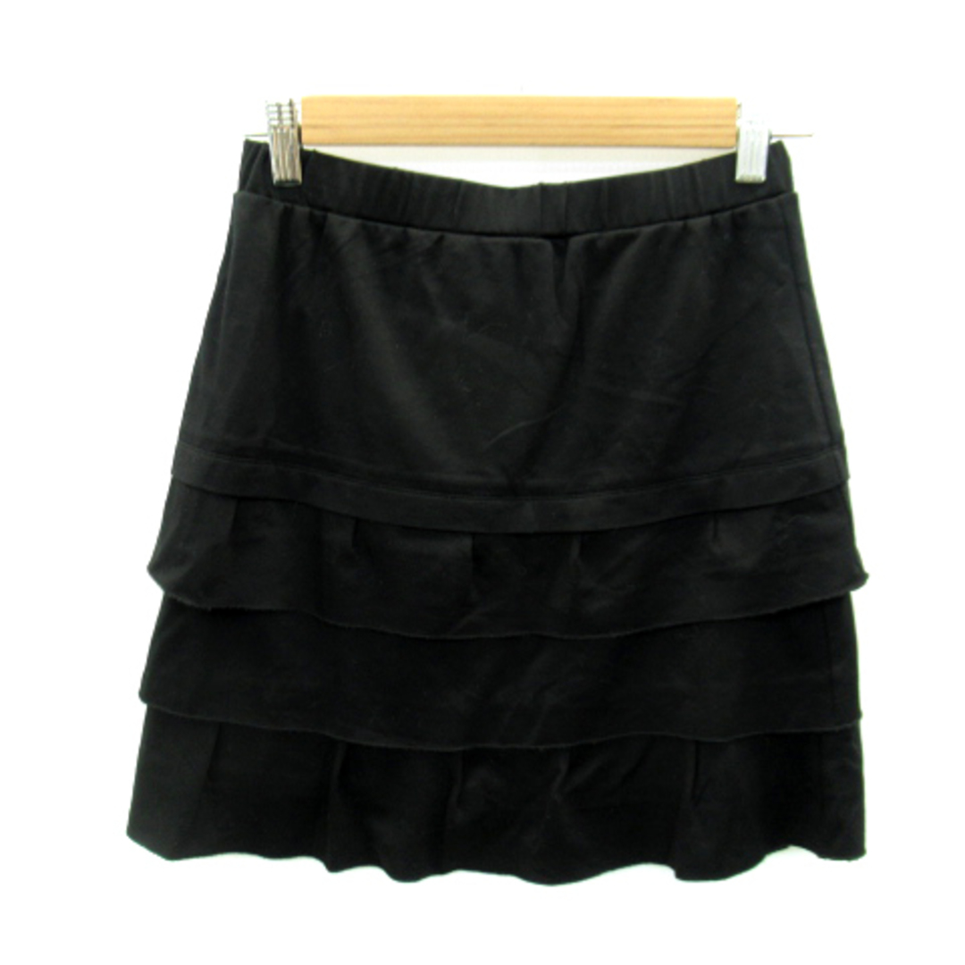 Stola.(ストラ)のストラ Stola. ティアードスカート フレアスカート ミニ丈 38 ブラック レディースのスカート(ミニスカート)の商品写真