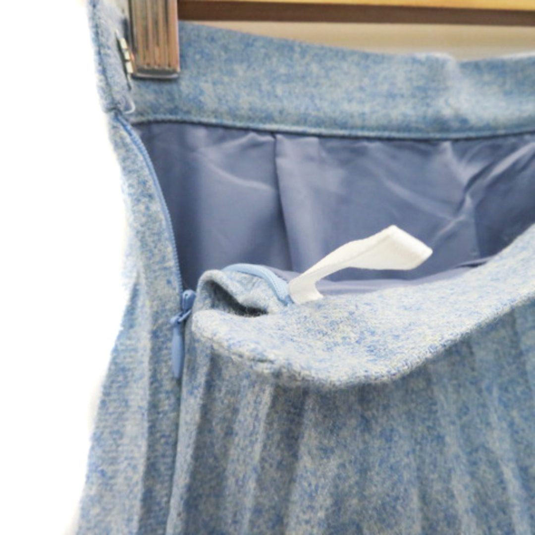 ELLE(エル)のエル プリーツスカート ミモレ丈 無地 ウール混 38 ライトブルー /YK49 レディースのスカート(ひざ丈スカート)の商品写真