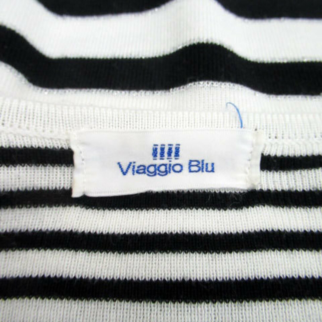 VIAGGIO BLU(ビアッジョブルー)のビアッジョブルー Tシャツ カットソー 長袖 ラウンドネック ボーダー柄 2 白 レディースのトップス(Tシャツ(長袖/七分))の商品写真