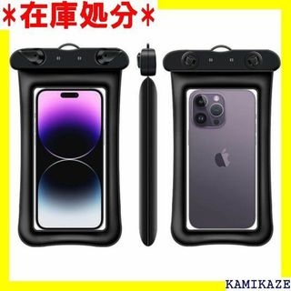 ☆送料無料 浮かぶ・ストラップ付き スマホ 防水ケース 全 ール ブラック 65(iPhoneケース)