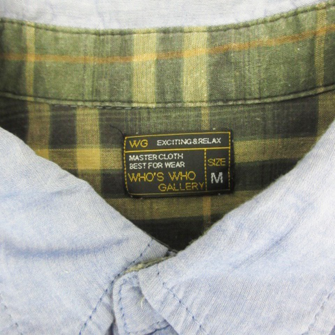 WHO'S WHO gallery(フーズフーギャラリー)のフーズフーギャラリー カジュアルシャツ 七分袖 刺繍 M ライトブルー 水色 メンズのトップス(シャツ)の商品写真