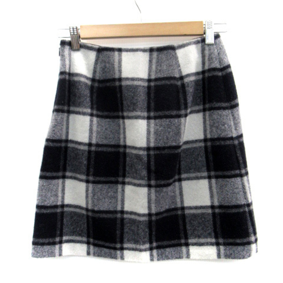 NATURAL BEAUTY BASIC(ナチュラルビューティーベーシック)のナチュラルビューティーベーシック 台形スカート チェック柄 ウール S 紺 レディースのスカート(ミニスカート)の商品写真