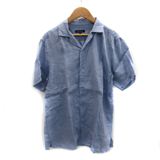 アーバンリサーチ(URBAN RESEARCH)のアーバンリサーチ シャツ ブラウス 半袖 オープンカラー リネン 38 青(シャツ/ブラウス(半袖/袖なし))