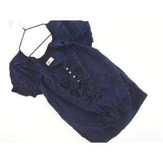 ホリスター(Hollister)のHollister ホリスター コサージュデザイン ブラウス シャツ sizeS/濃紺 ■◆ レディース(シャツ/ブラウス(半袖/袖なし))