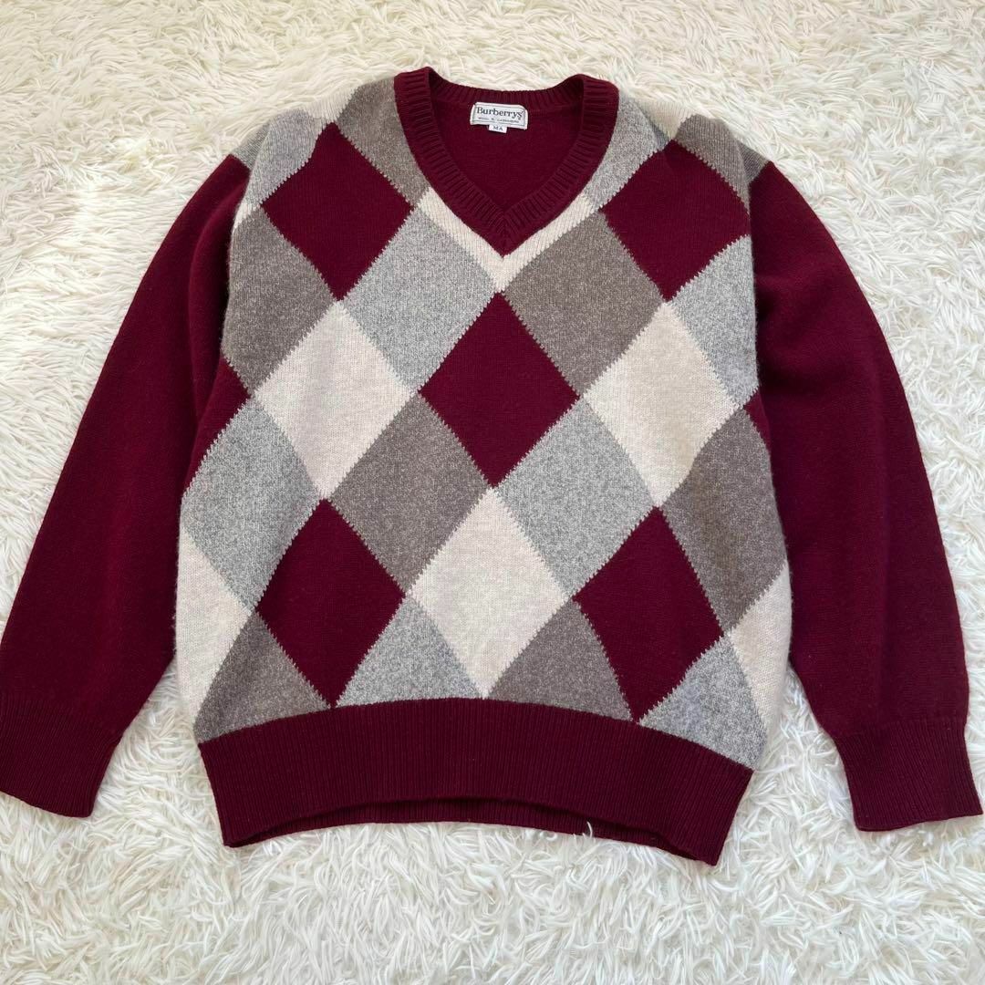 BURBERRY】美品 ニット/セーター アーガイル調 ホースロゴ 紫 Yahoo