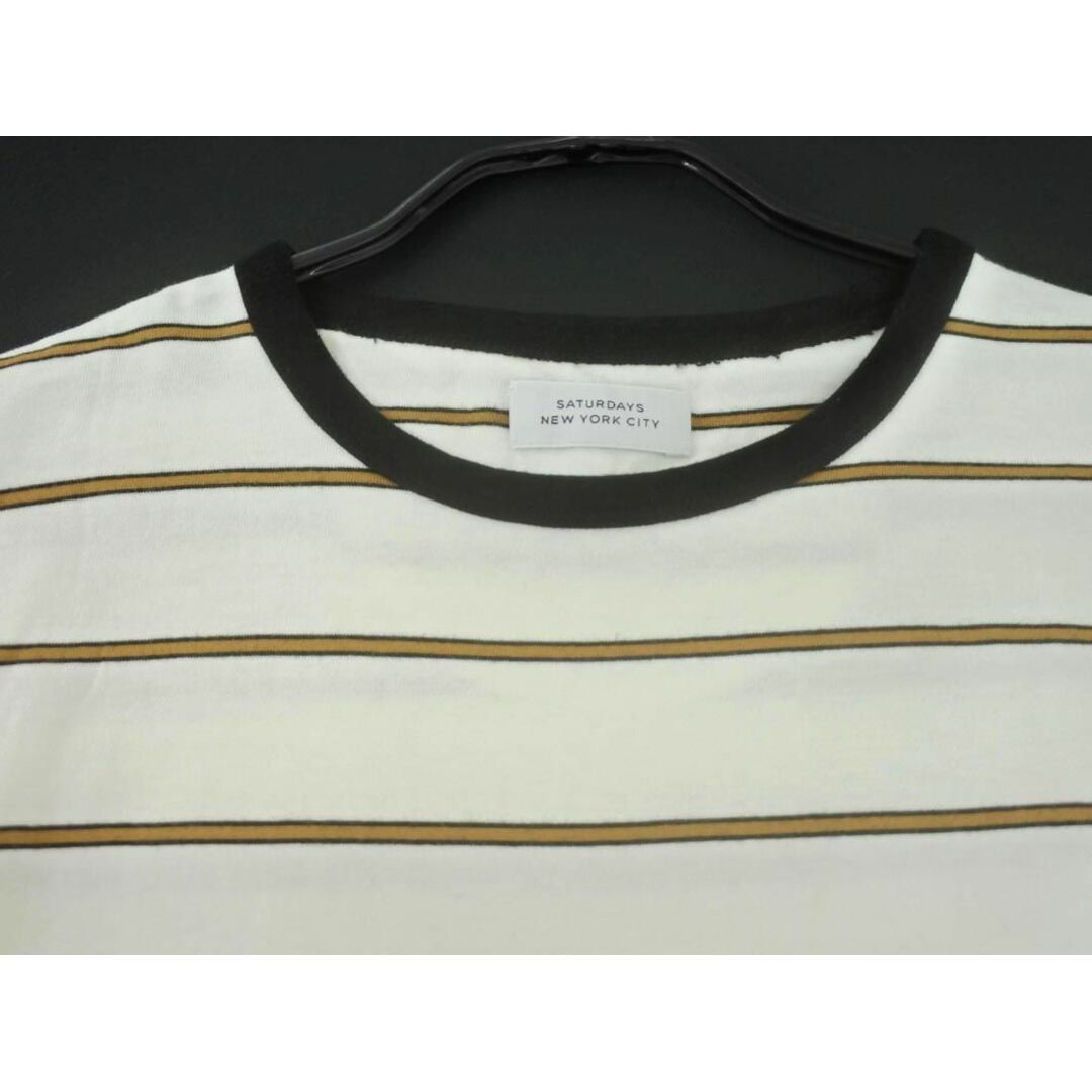 サタデーズ ニューヨークシティ ボーダー Tシャツ 白ｘベージュ ■◆ メンズ メンズのトップス(Tシャツ/カットソー(半袖/袖なし))の商品写真