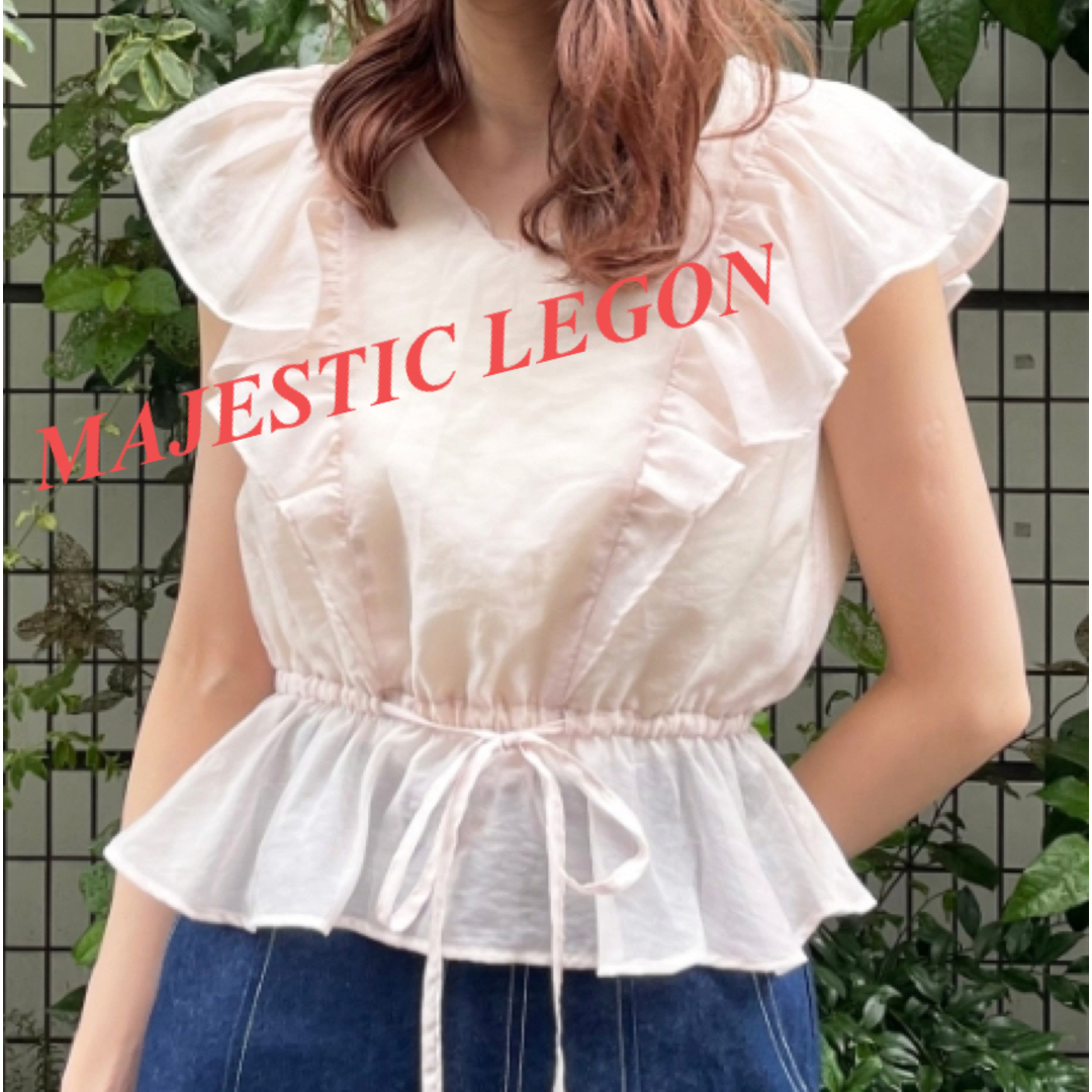 MAJESTIC LEGON(マジェスティックレゴン)のMAJESTIC LEGON マジェスティックレゴン Vネックパピヨンブラウス レディースのトップス(シャツ/ブラウス(半袖/袖なし))の商品写真