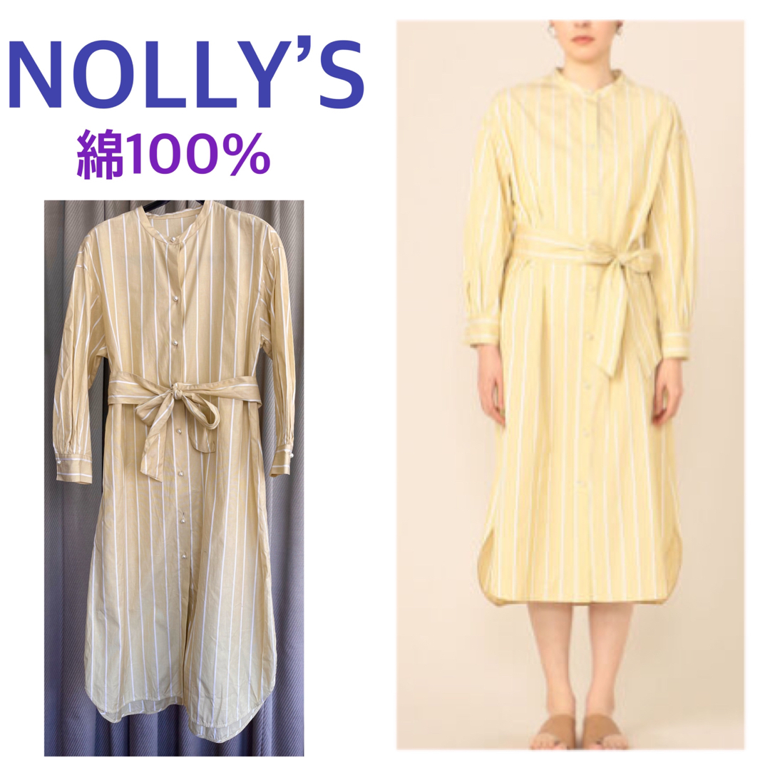 NOLLEY'S(ノーリーズ)の美品　訳あり　ノーリーズ　コットン100% シャツワンピース レディースのワンピース(ロングワンピース/マキシワンピース)の商品写真