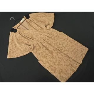 FLICKA フリッカ Vネック ドット 花モチーフ ワンピース size1/ベージュ ■◆ レディース(ミニワンピース)