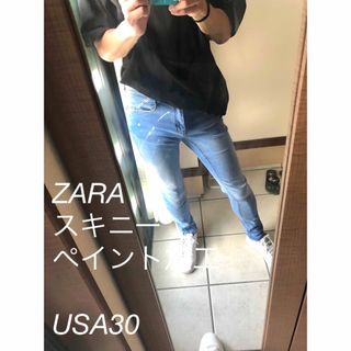 ザラ(ZARA)のZARA スキニー　ペイント加工　USA30(デニム/ジーンズ)